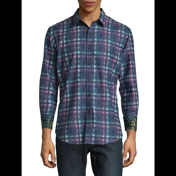 ROBERT Graham Neerav Cotton Button-Down Shirt Sz L - Picture 2 of 10